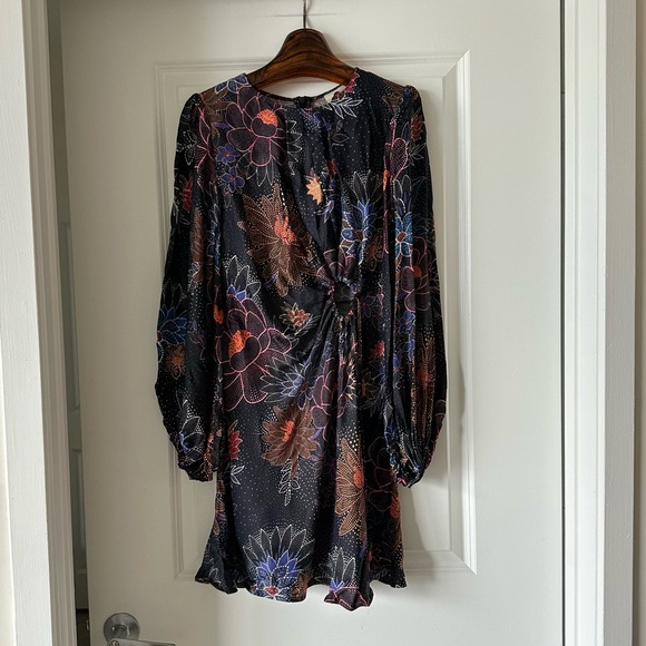 Farm Rio Black Sparkle Flowers Mini Dress - Picture 4 of 10